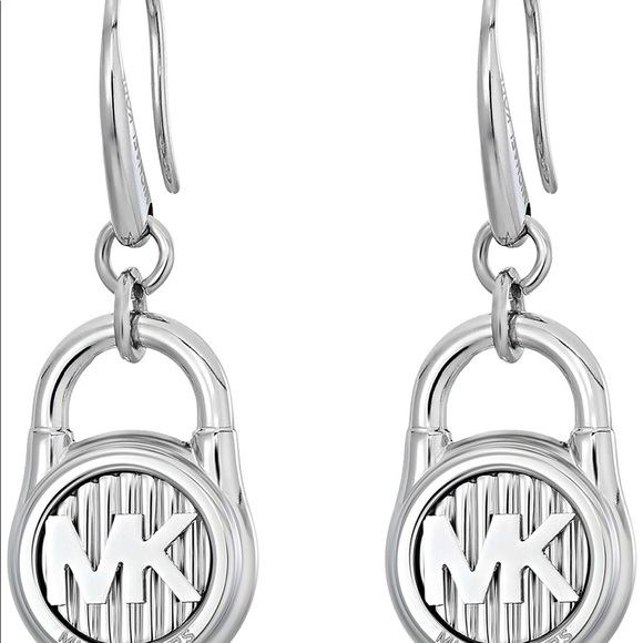 michael kors silver padlock earrings